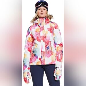Roxy Dryfit Floral Ski Jacket with Fur Hood